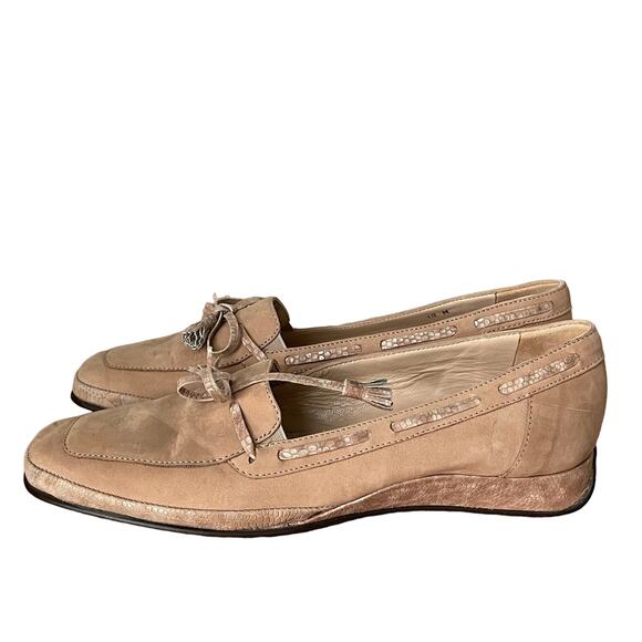 Amalfi by Rangoni Shoes - Amalfi Rangoni Suede Leather and Snake Italy Tassels Loafers Shoes
